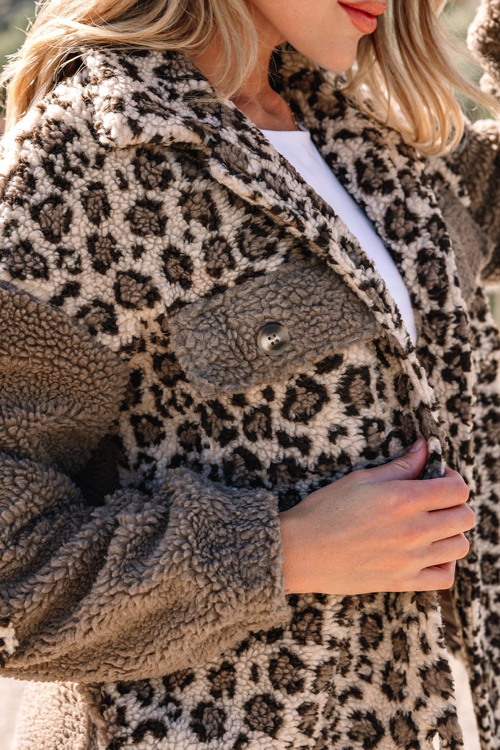 Sherpa Leopard Button Up Jackets