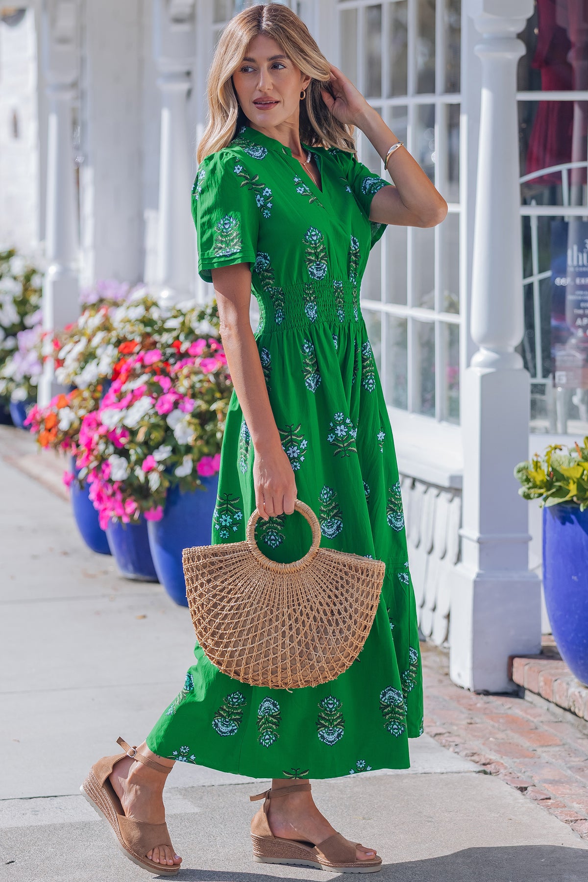 Floral Shirred Maxi Dress
