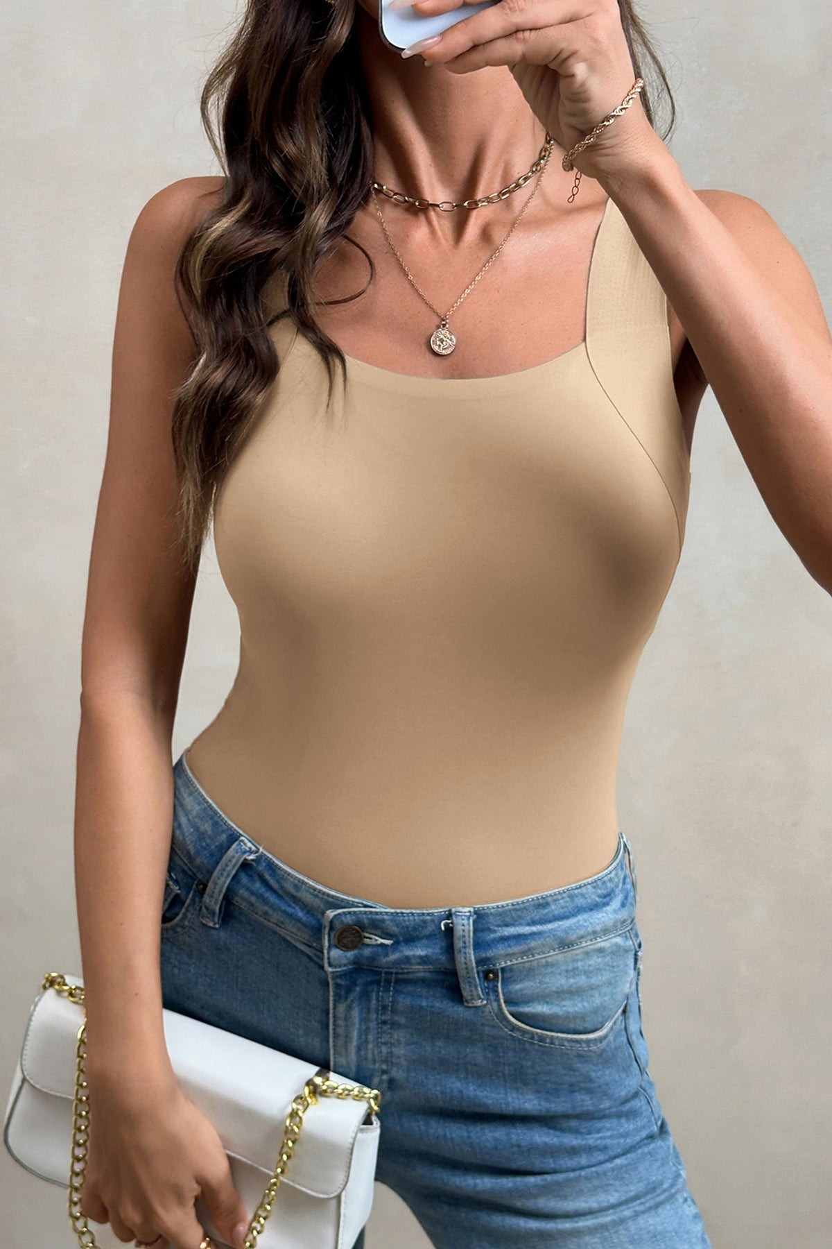 Color Wide Strap Tank Top