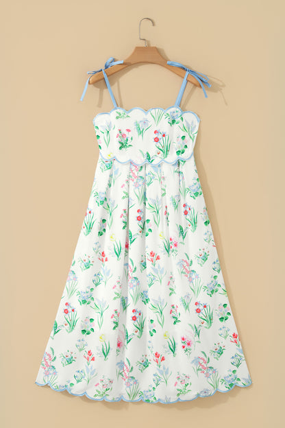 High Waist Midi Floral Dress