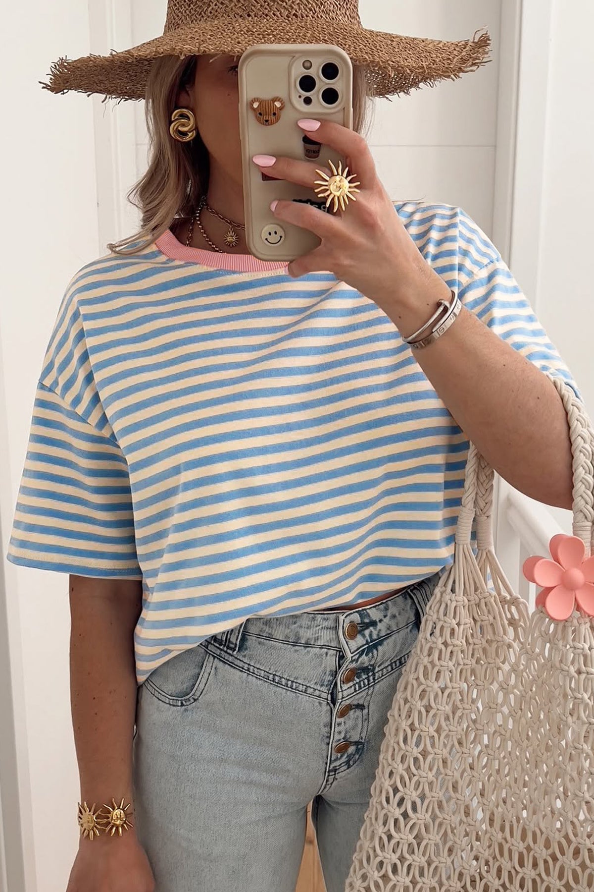 Stripe Crew Neck Drop Tee