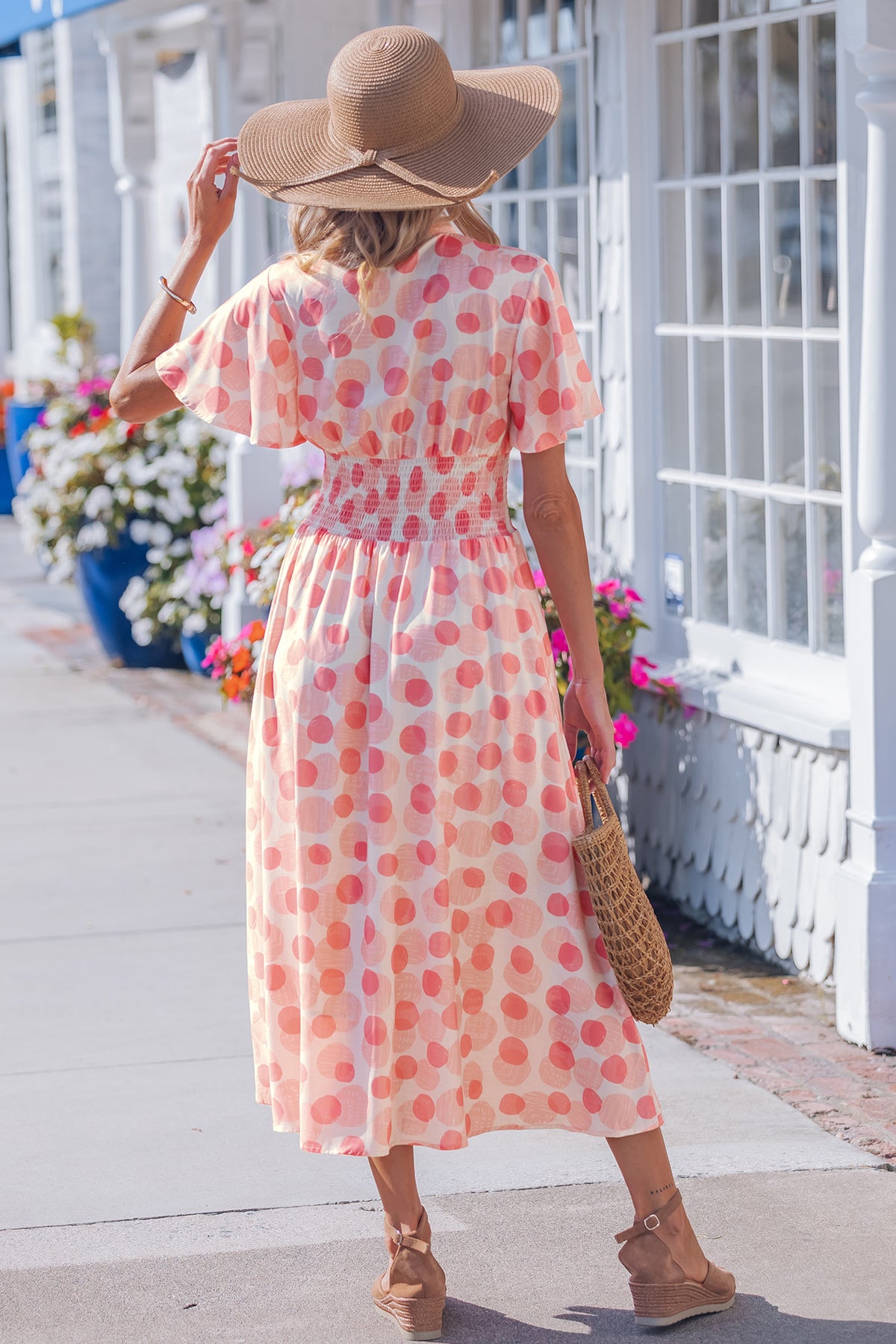 Polka Dot Ruffle Maxi Dress