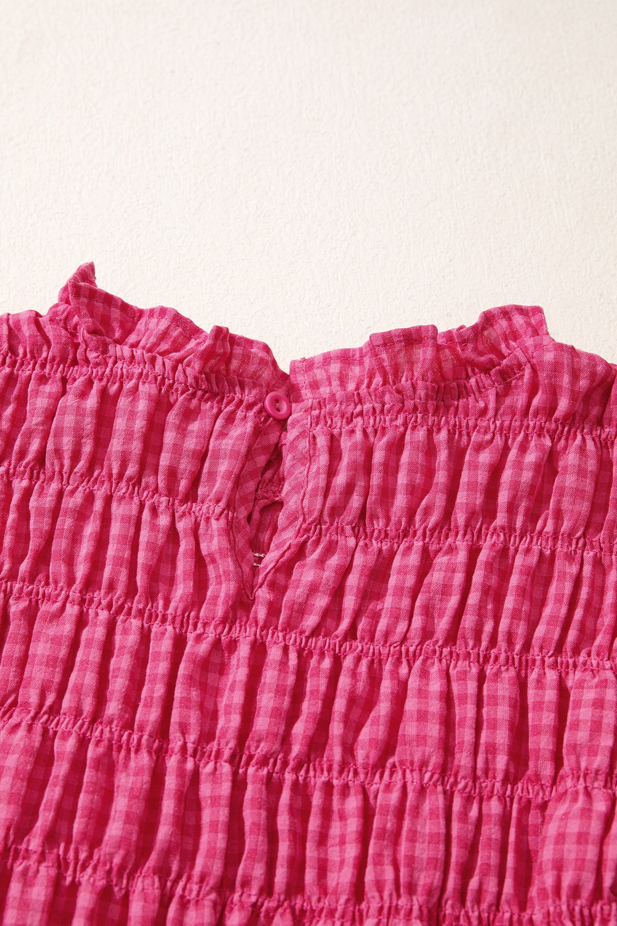 Plaid Shirred Ruffle Tank Top