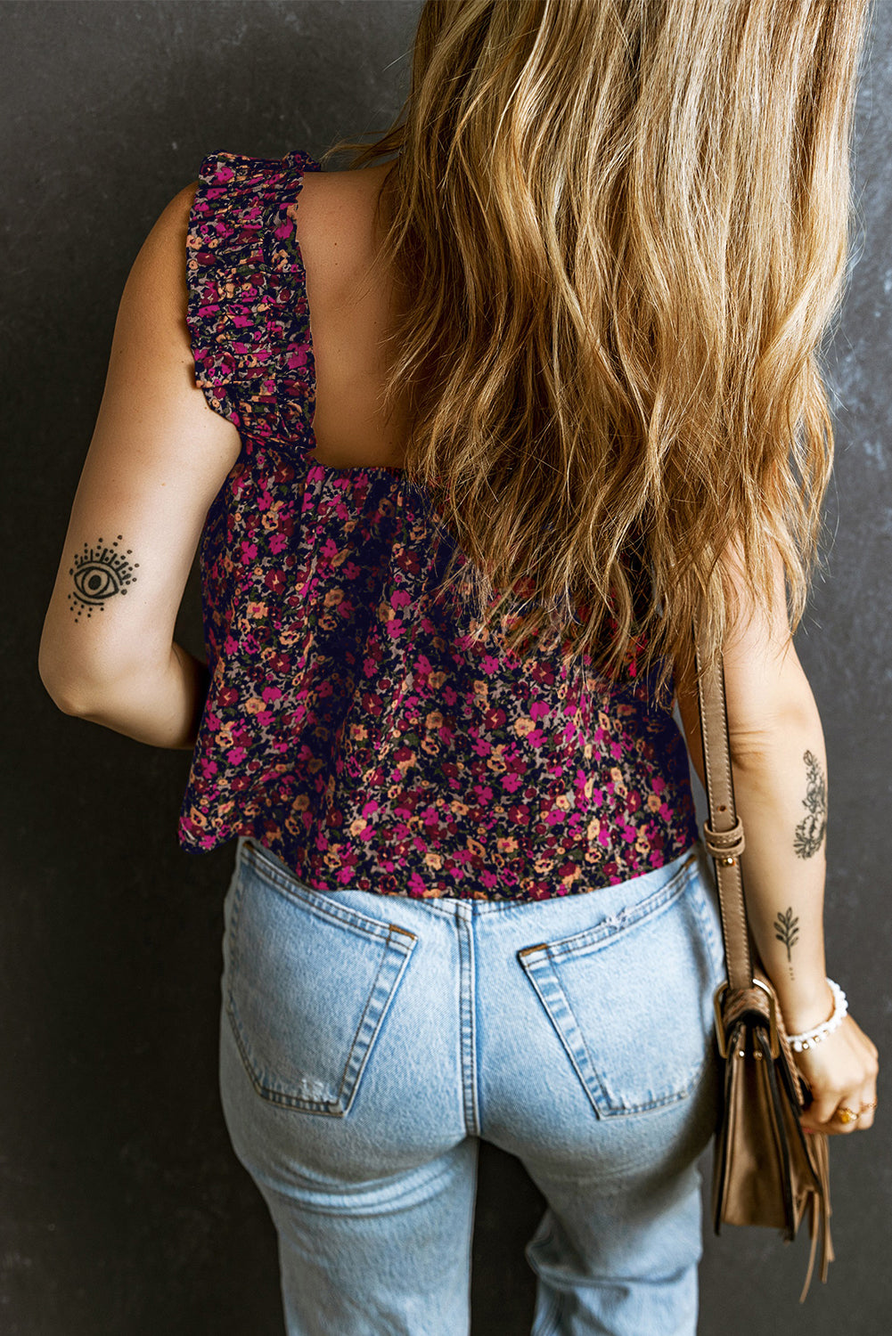 Boho Frilled Floral Tank Top