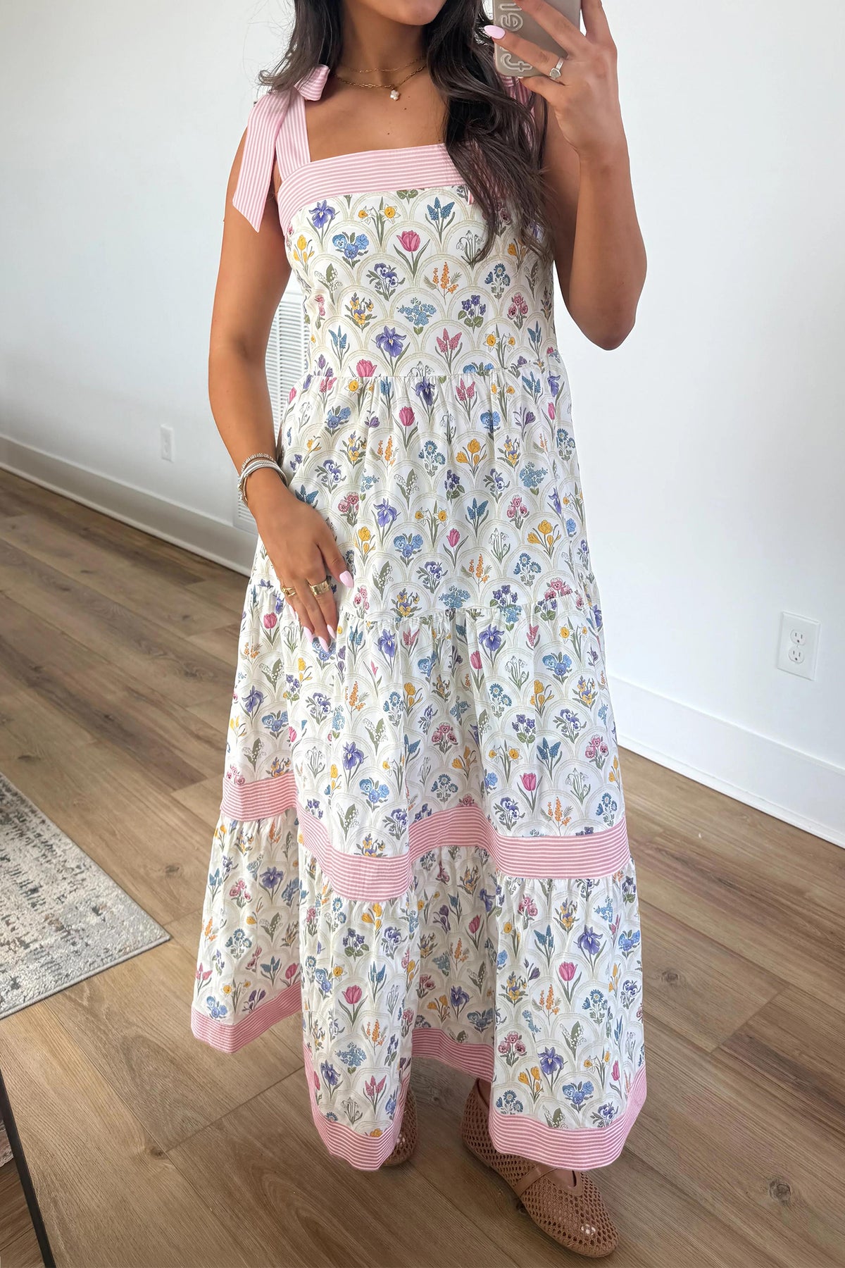 Striped Maxi Floral Dress