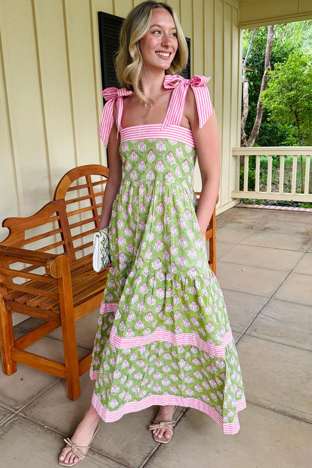 Striped Maxi Floral Dress
