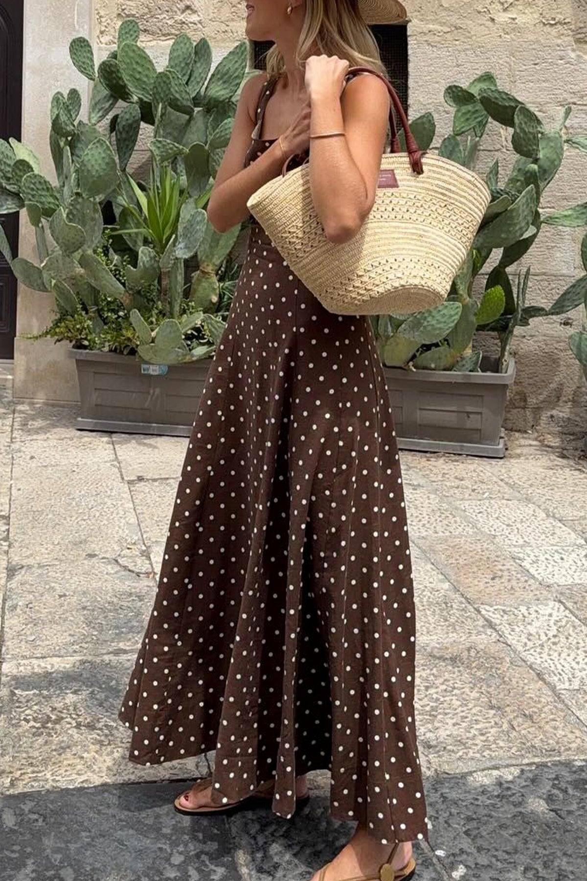 Polka Dot Sleeveless Maxi Dress