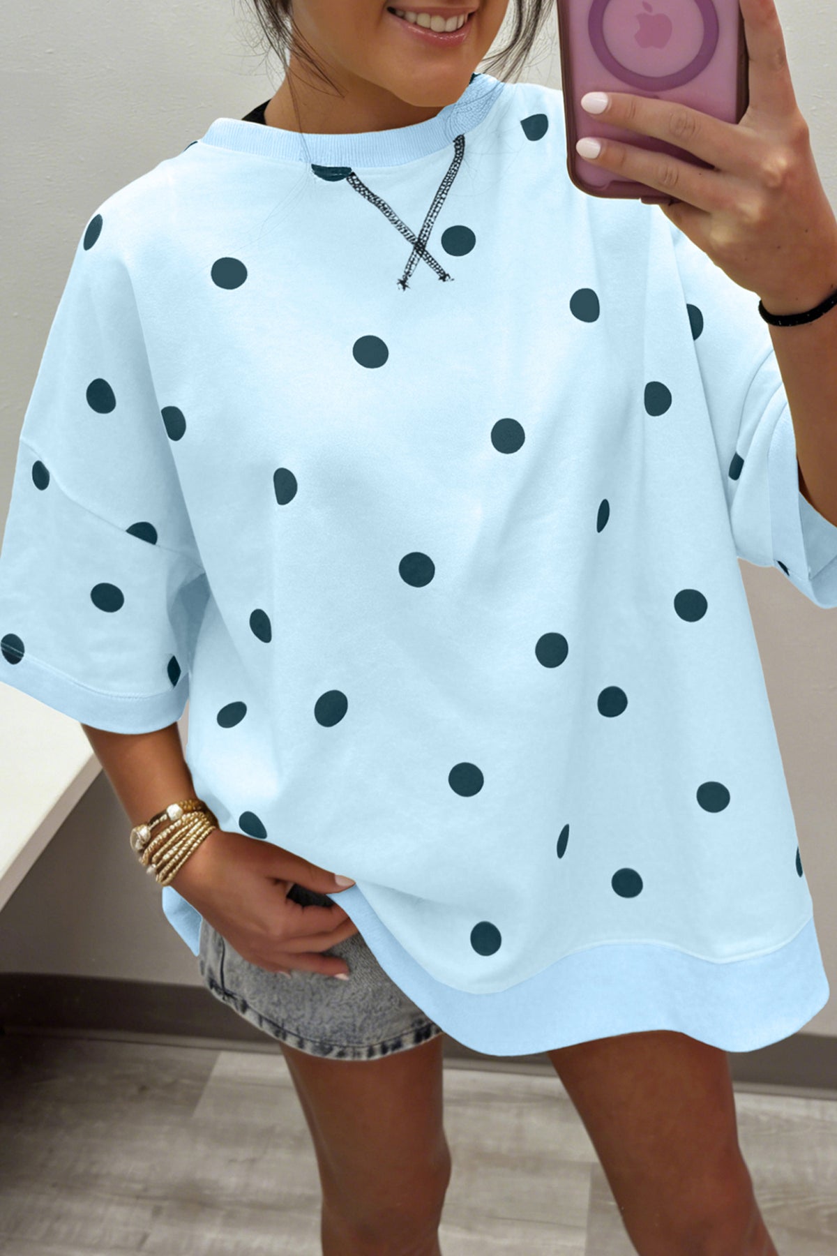 Polka Dot Crossed Oversize Tee