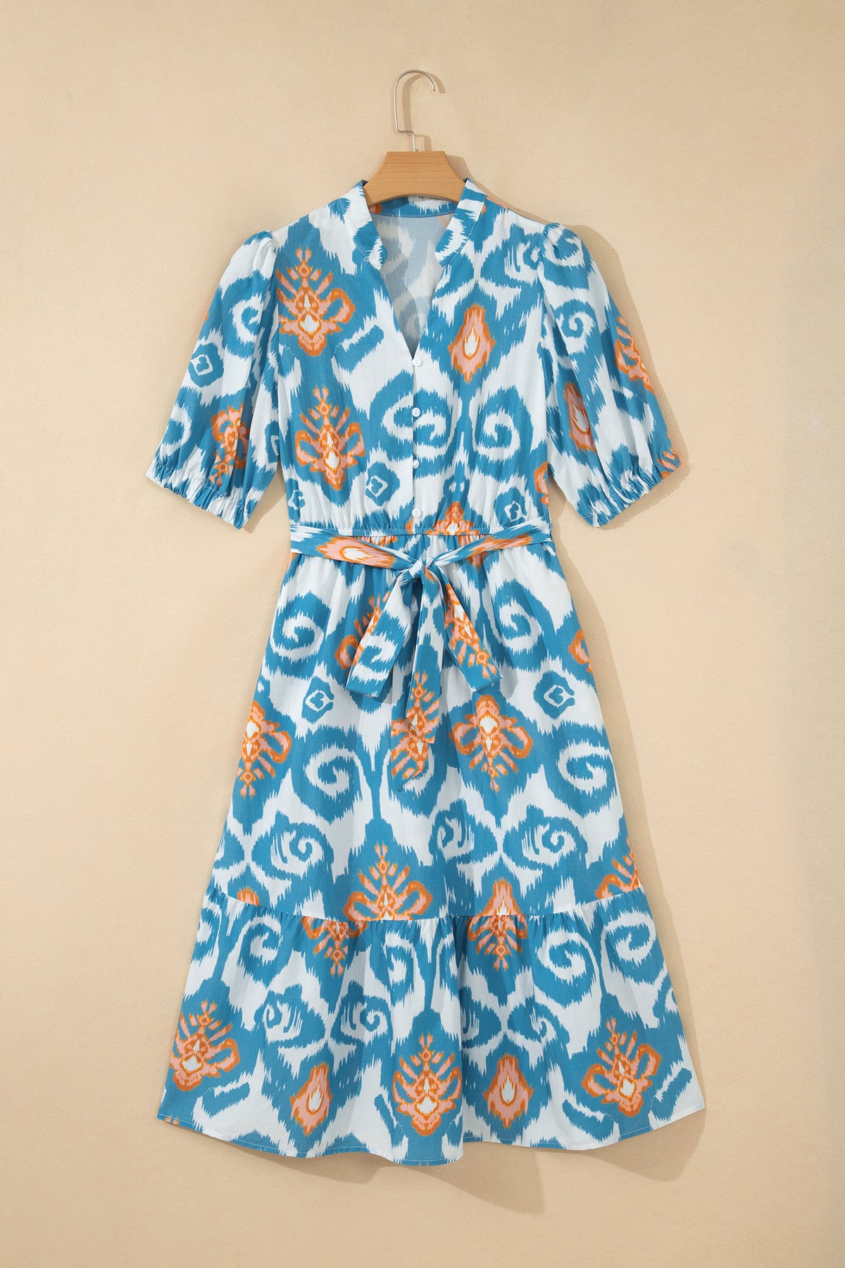 Boho Floral Short Midi Dress