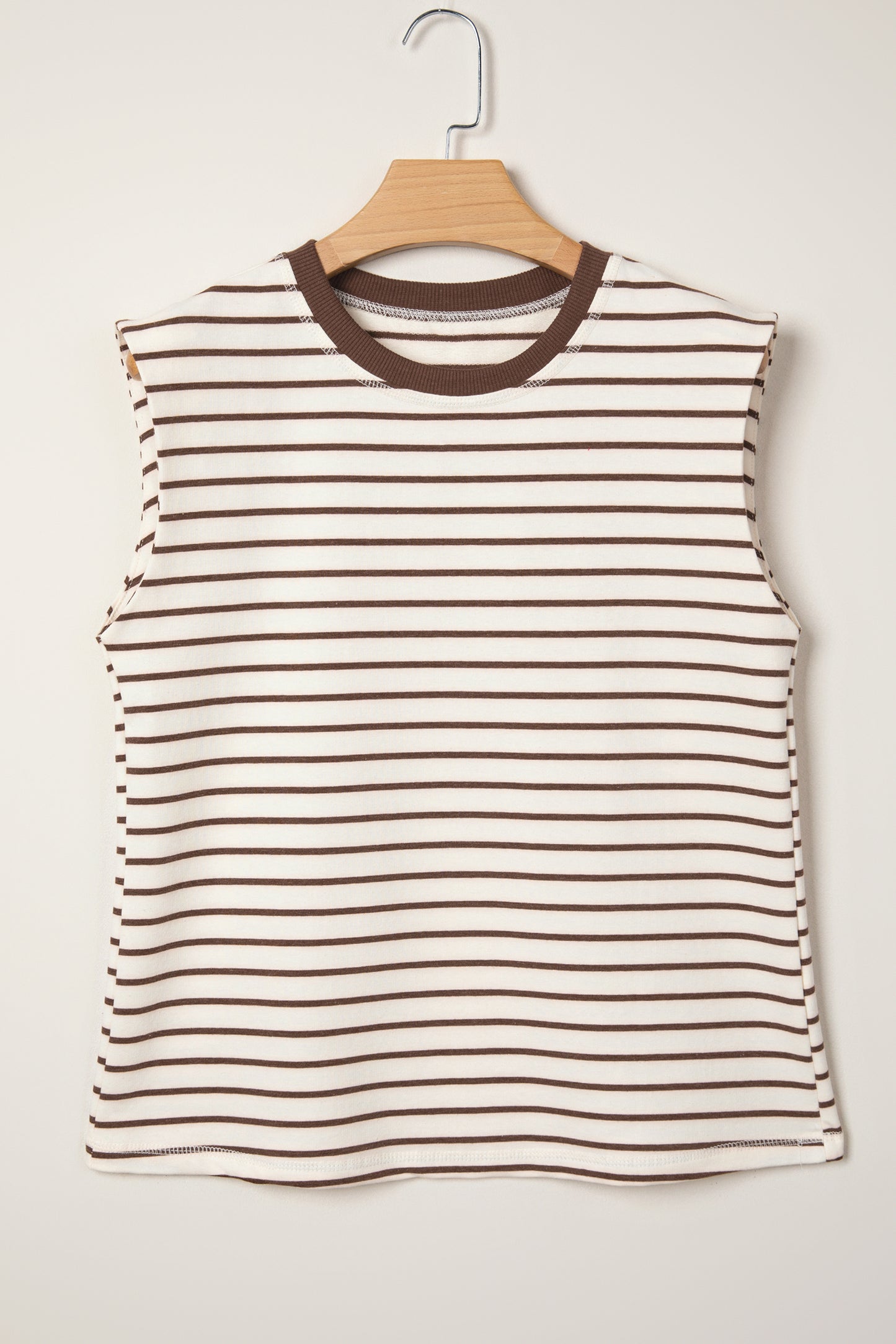 Stripe Ribbed Round Tank Top
