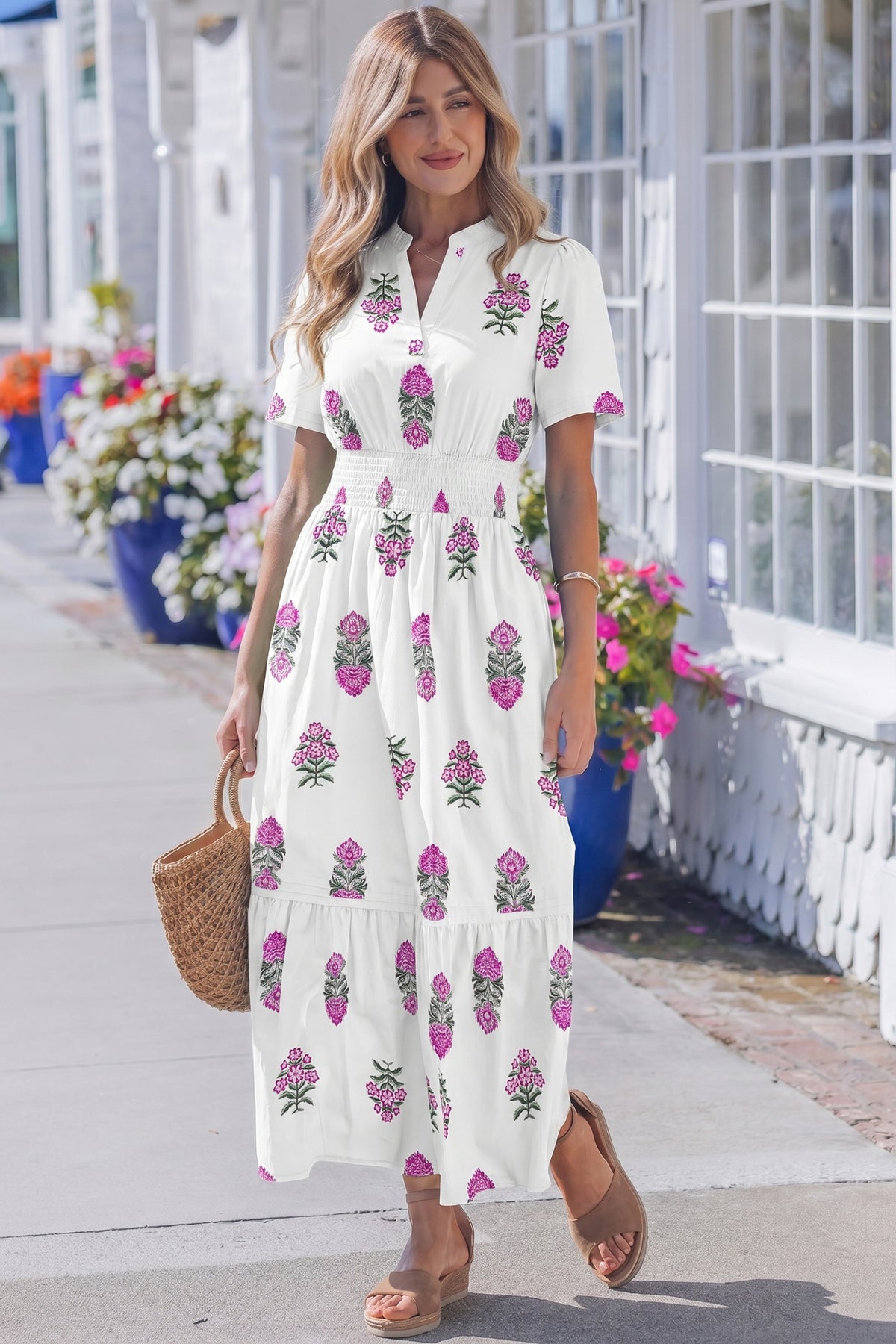 Floral Shirred Maxi Dress