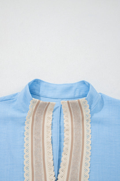 Crochet Lace Short Sleeve Blouse