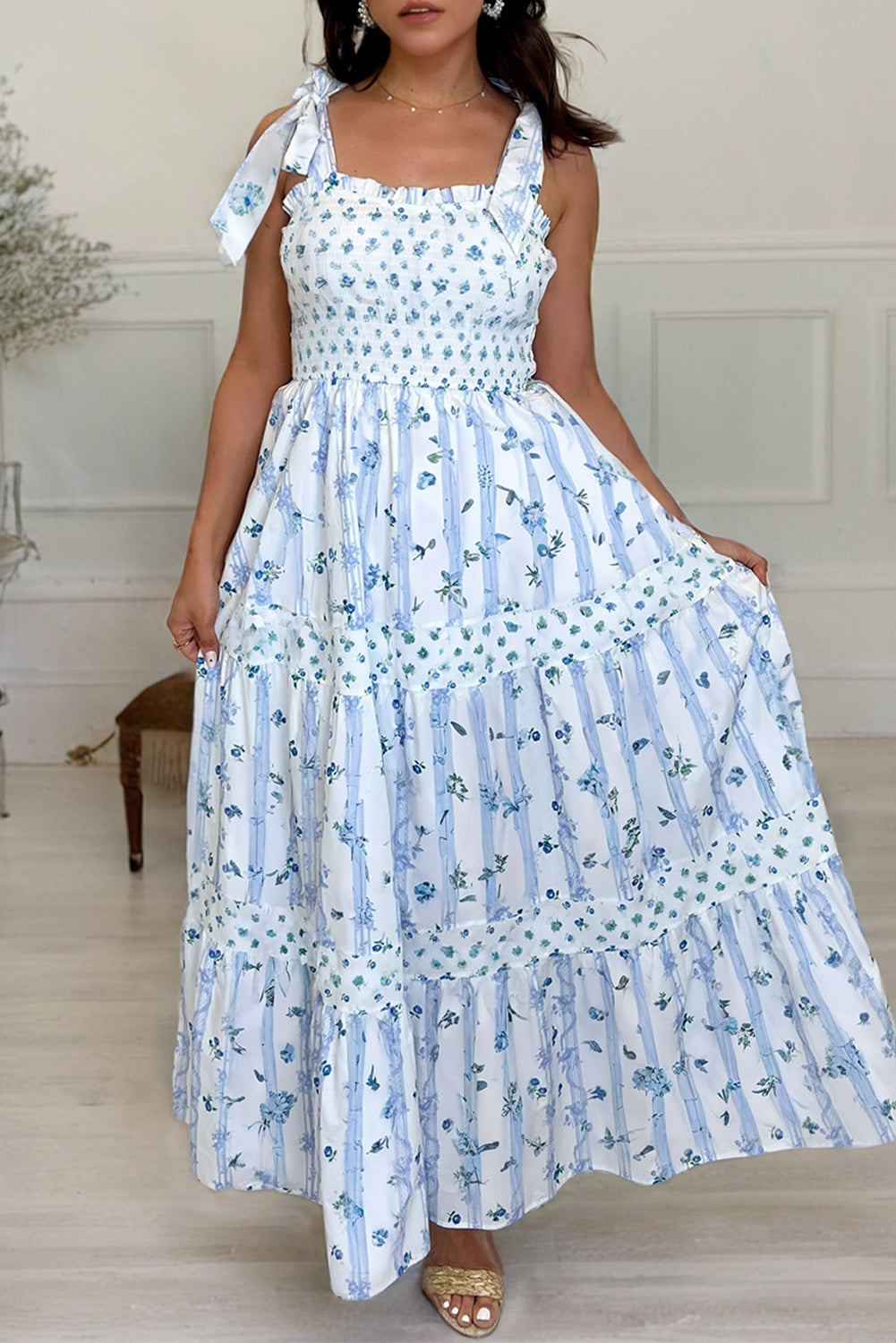 Floral Smocked Tiered Maxi Dress
