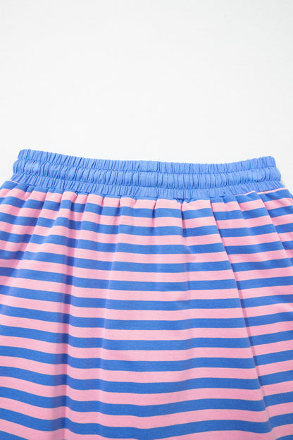 Stripe Short Sleeve Two-Piece Set