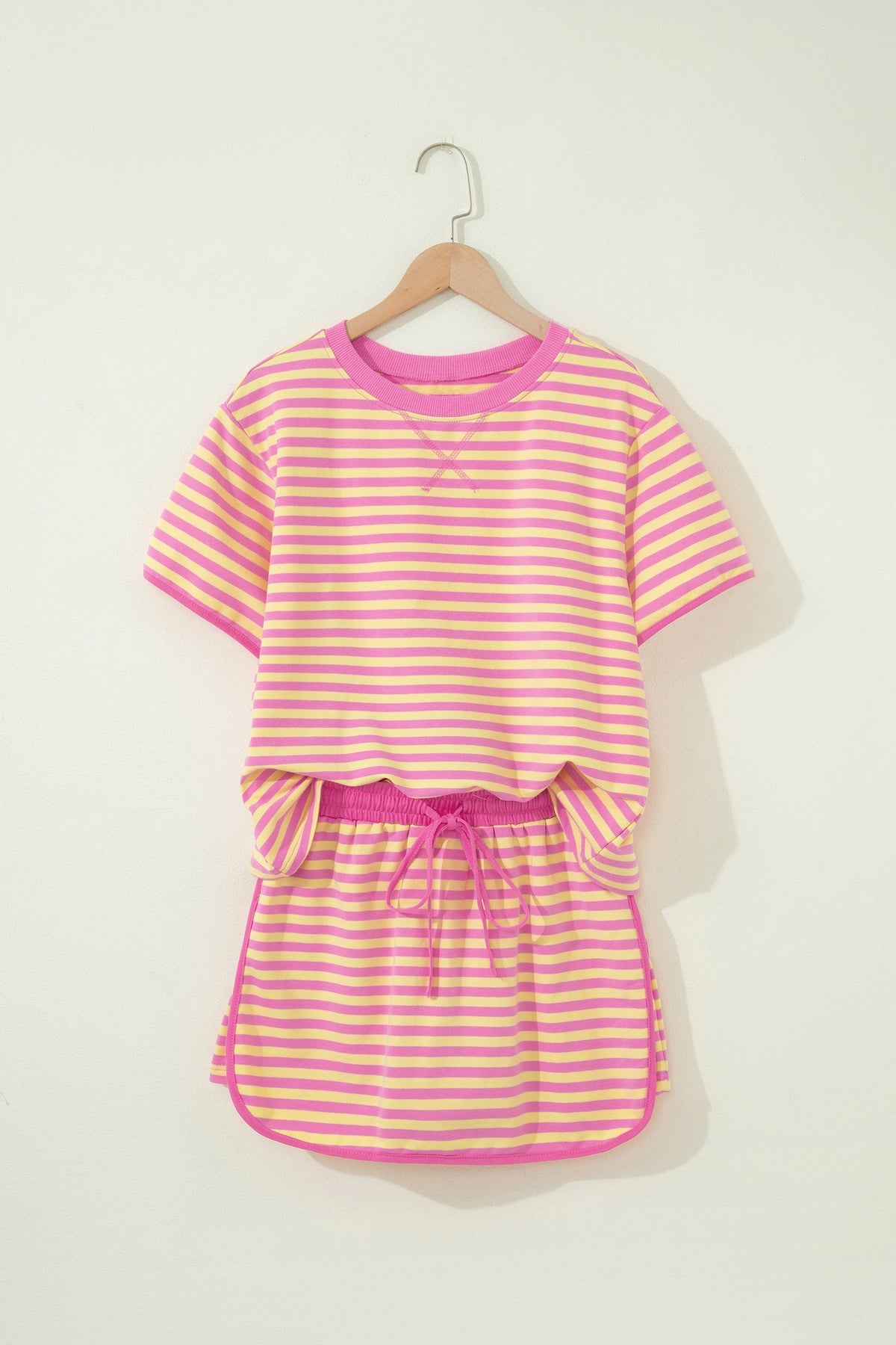 Stripe Short Sleeve Two-Piece Set