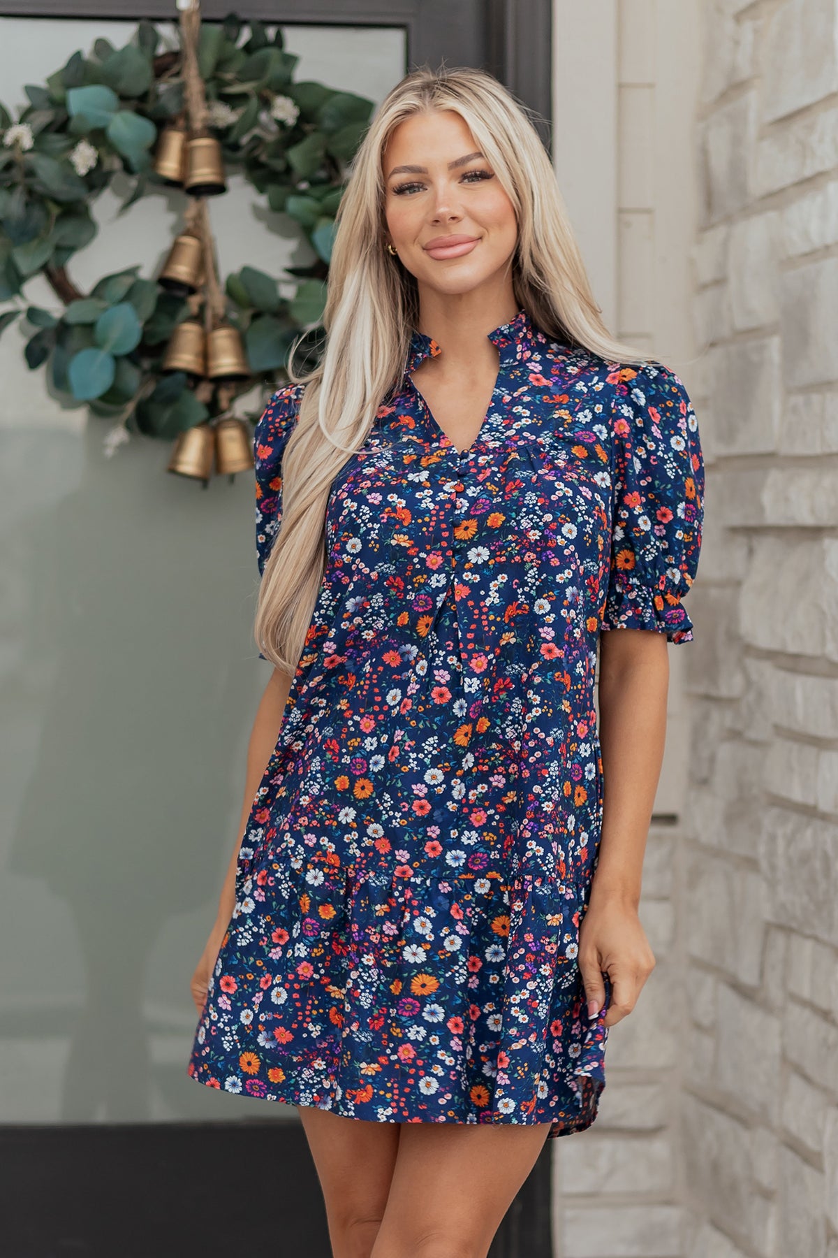 Puff Sleeve Mini Floral Dress