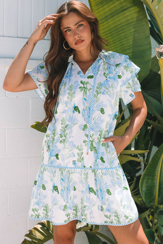 Short Sleeve Mini Floral Dress