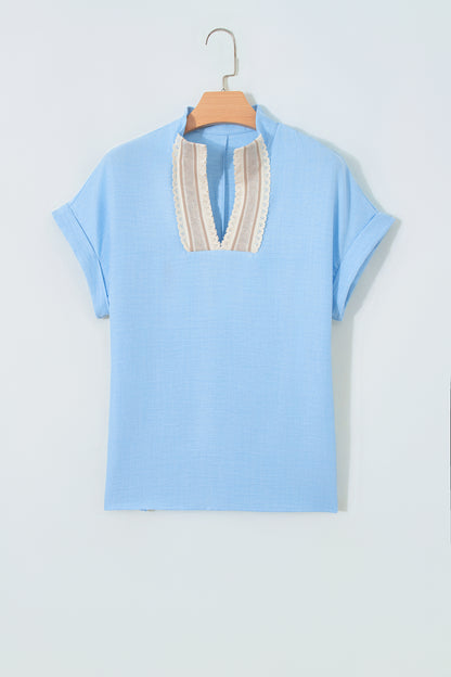 Crochet Lace Short Sleeve Blouse