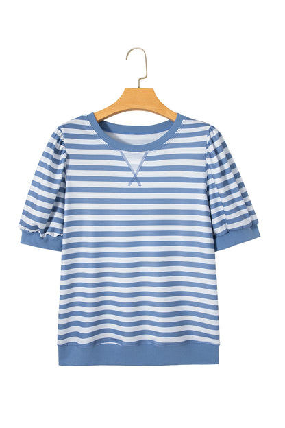 Stripe Short Bubble Sleeve Tee