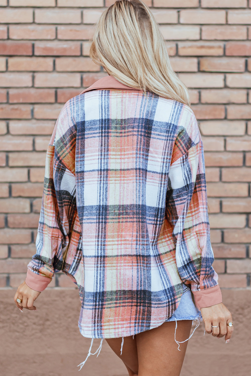 Corduroy Chest Pocket Plaid Shackets
