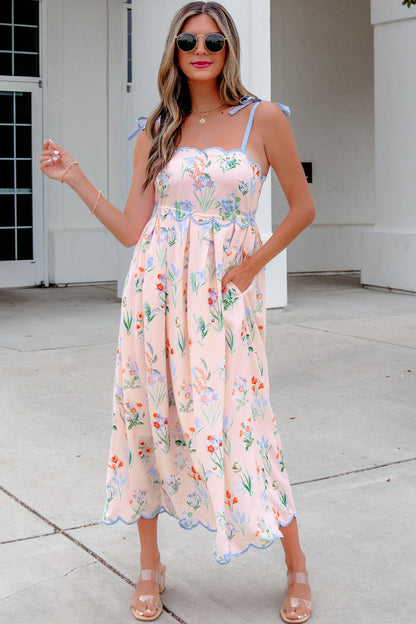 High Waist Midi Floral Dress