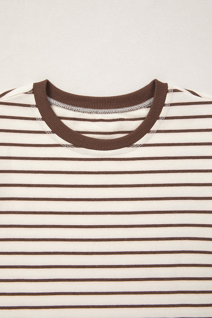Stripe Ribbed Round Tank Top