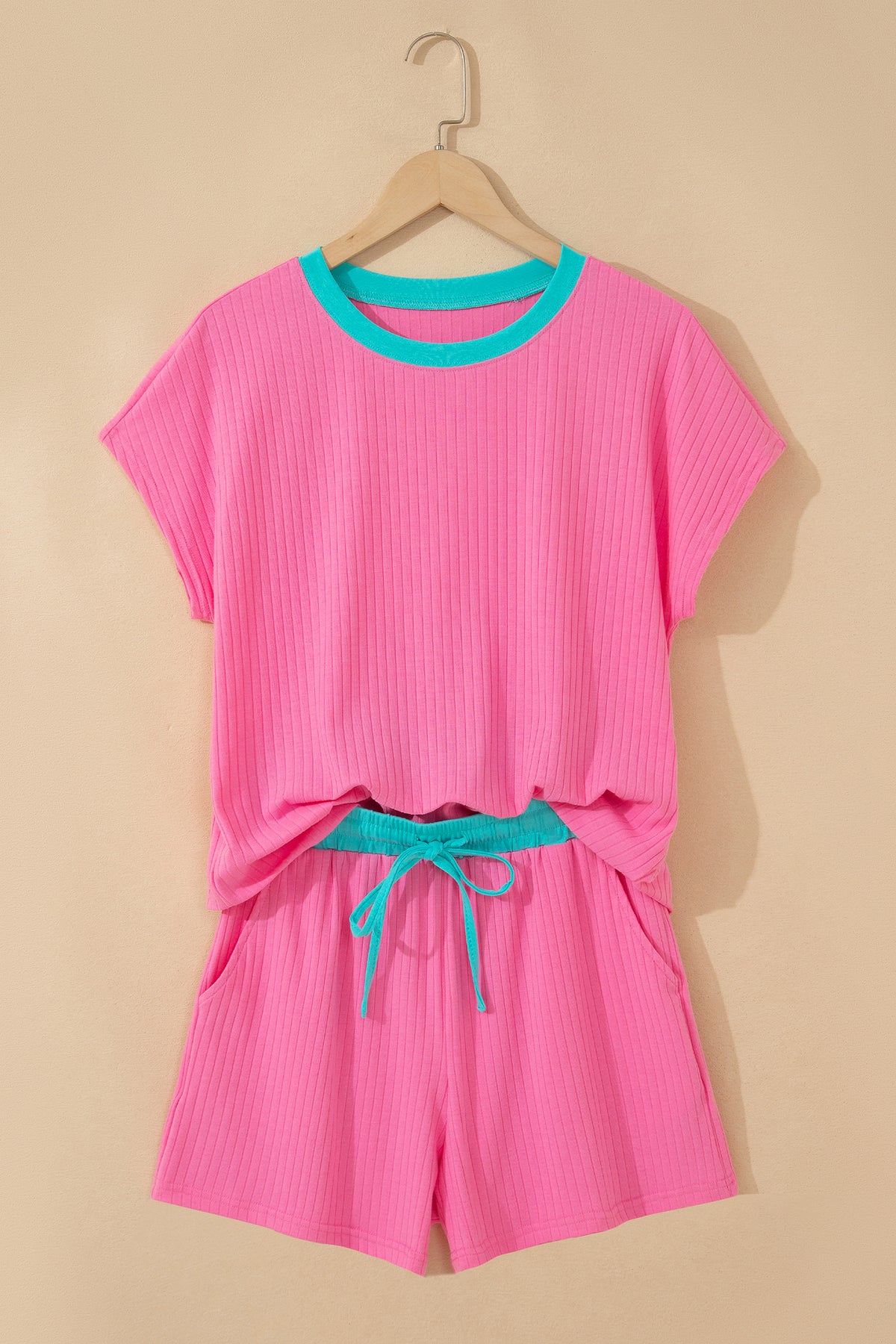Soft Color Block Short Set