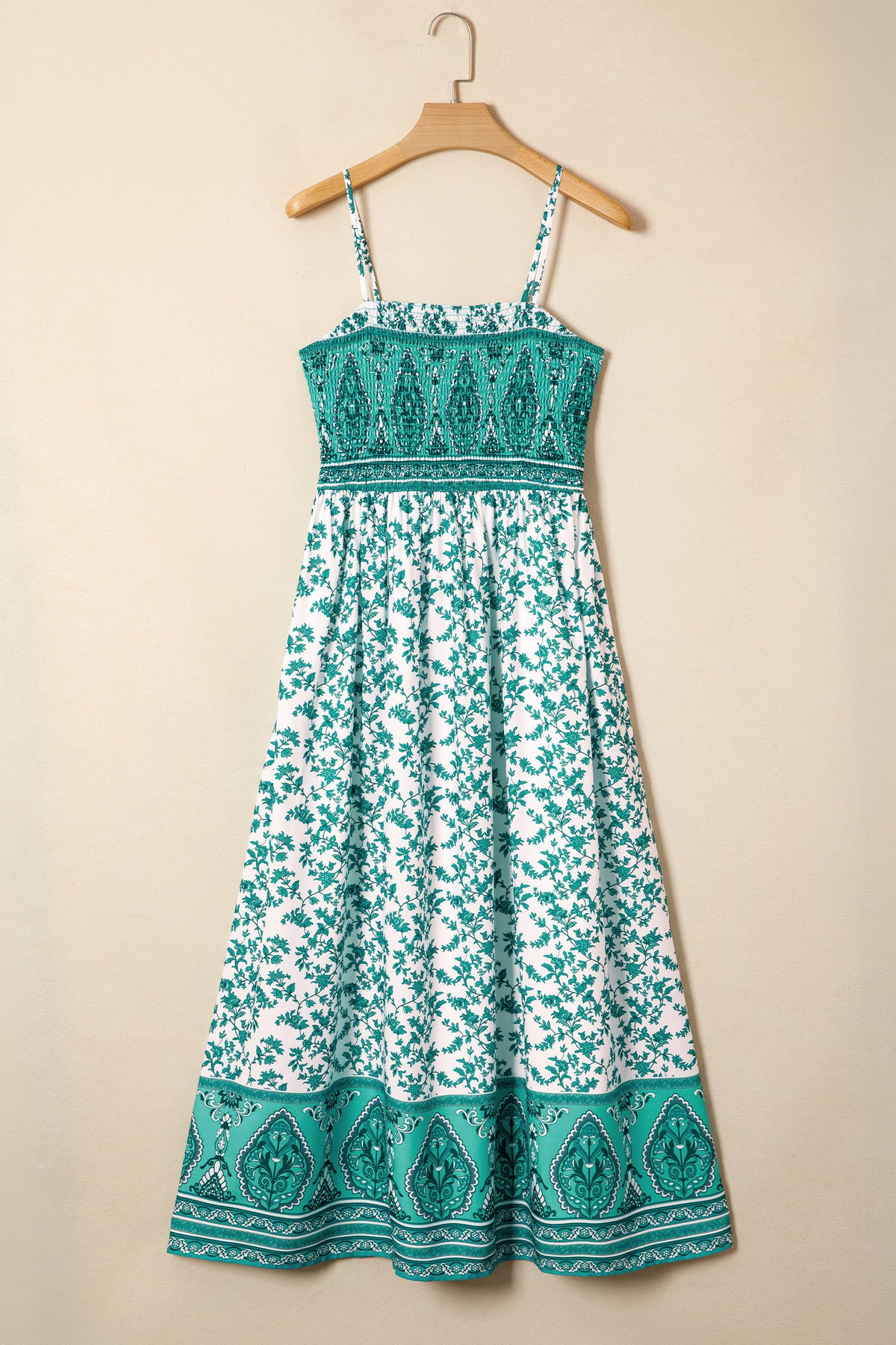 Boho Floral Shirred Maxi Dress
