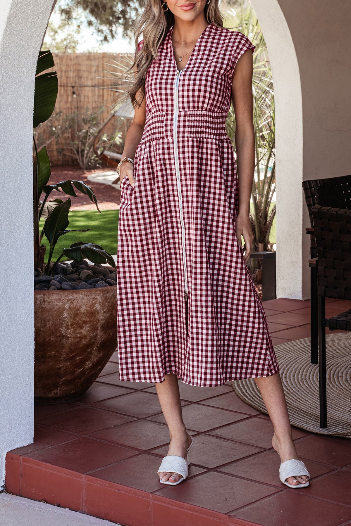 Plaid Full Sleeveless Maxi Dress