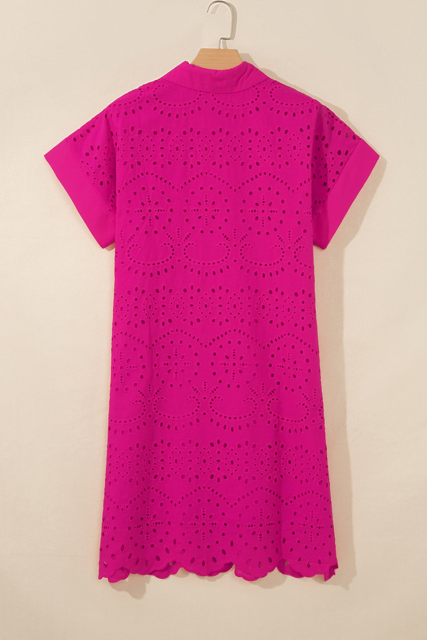 Color Eyelet Embroidered Mini Dress