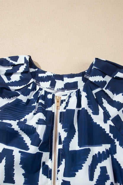 Abstract Geometric Zip Mini Dress