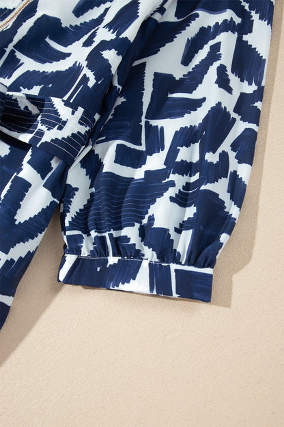 Abstract Geometric Zip Mini Dress