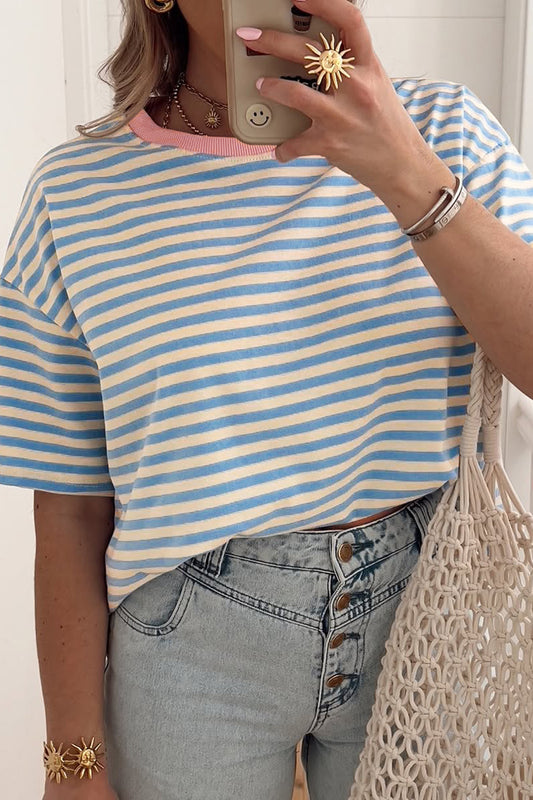 Stripe Crew Neck Drop Tee
