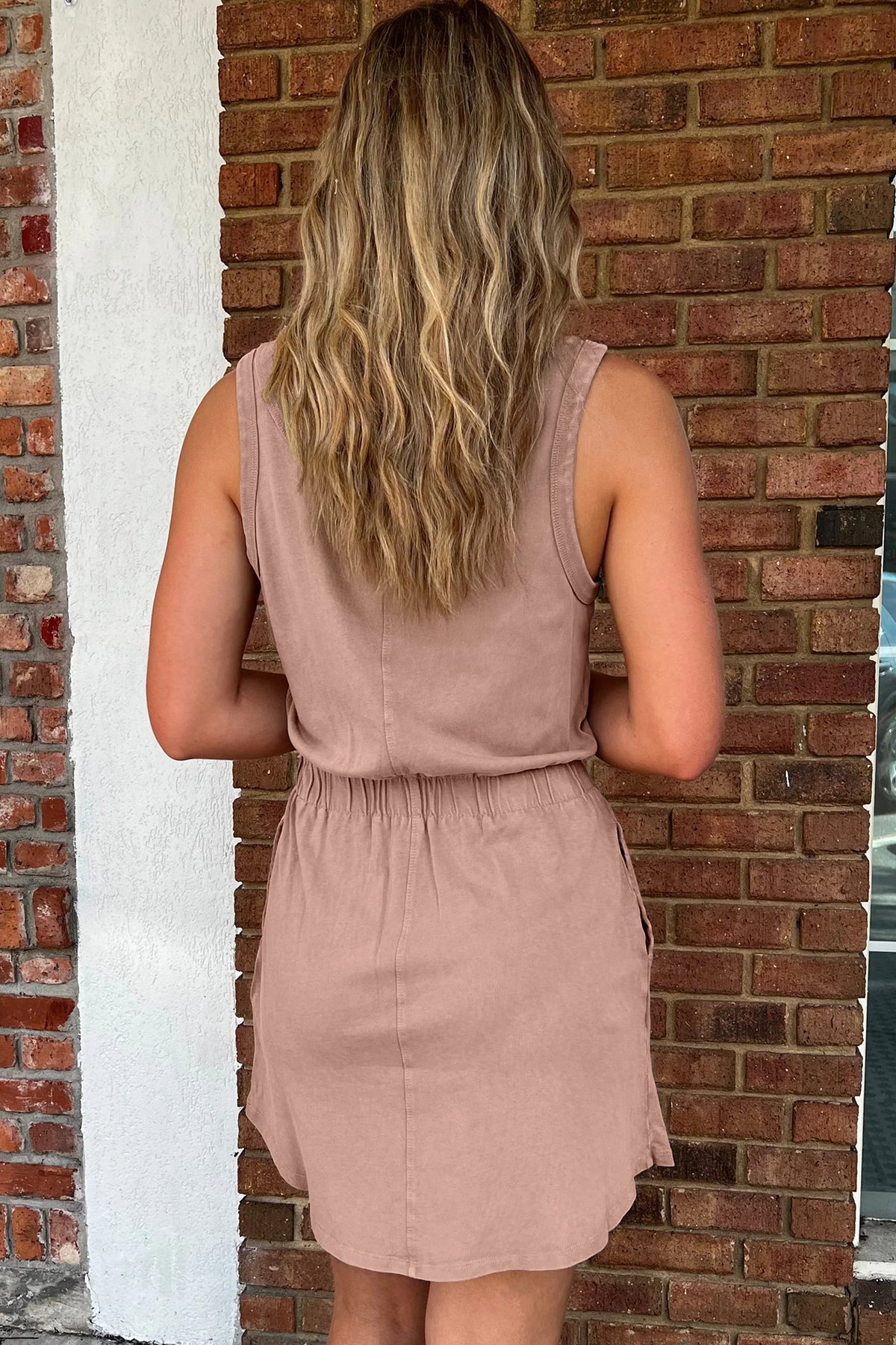 Wash Neck Sleeveless Mini Dress