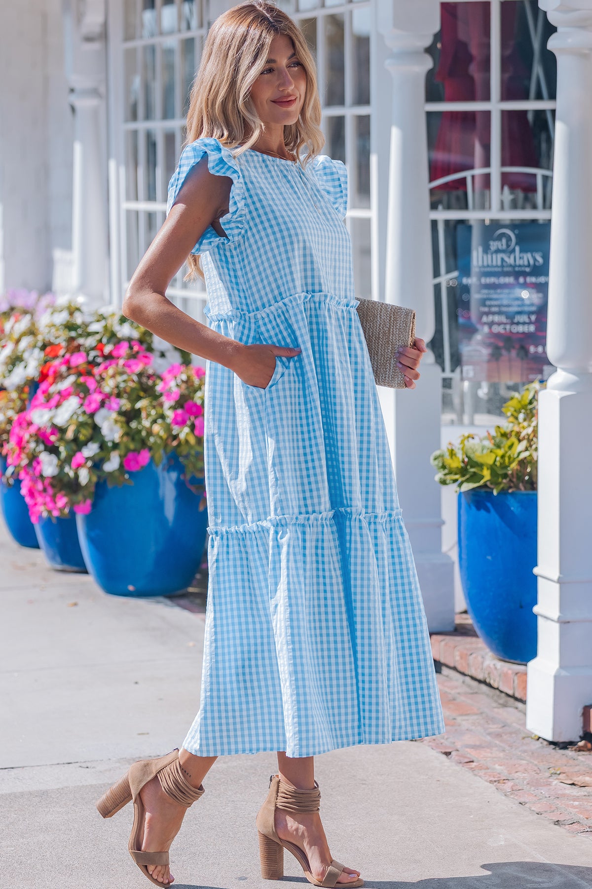 Ruffled Short Sleeve Maxi Dress
