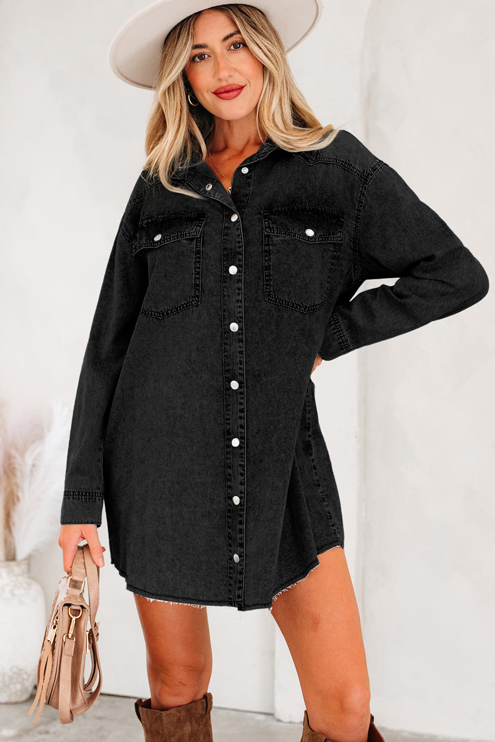 Chest Denim T Shirt Dresses