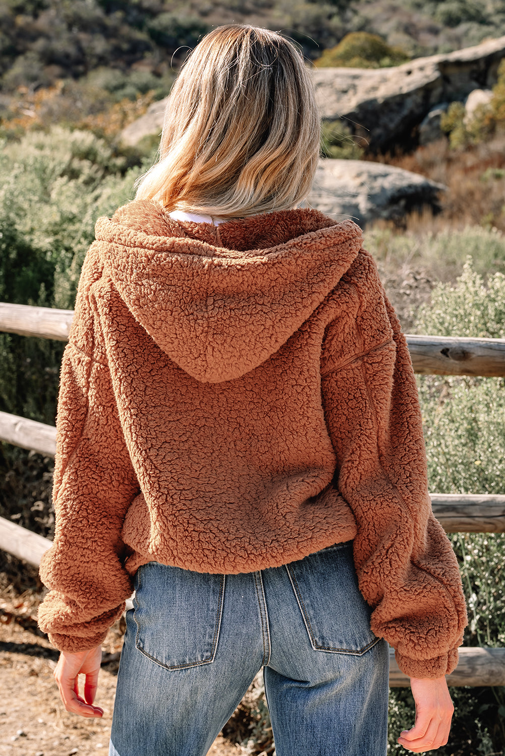 Zip Up Hooded Sherpa Jackets