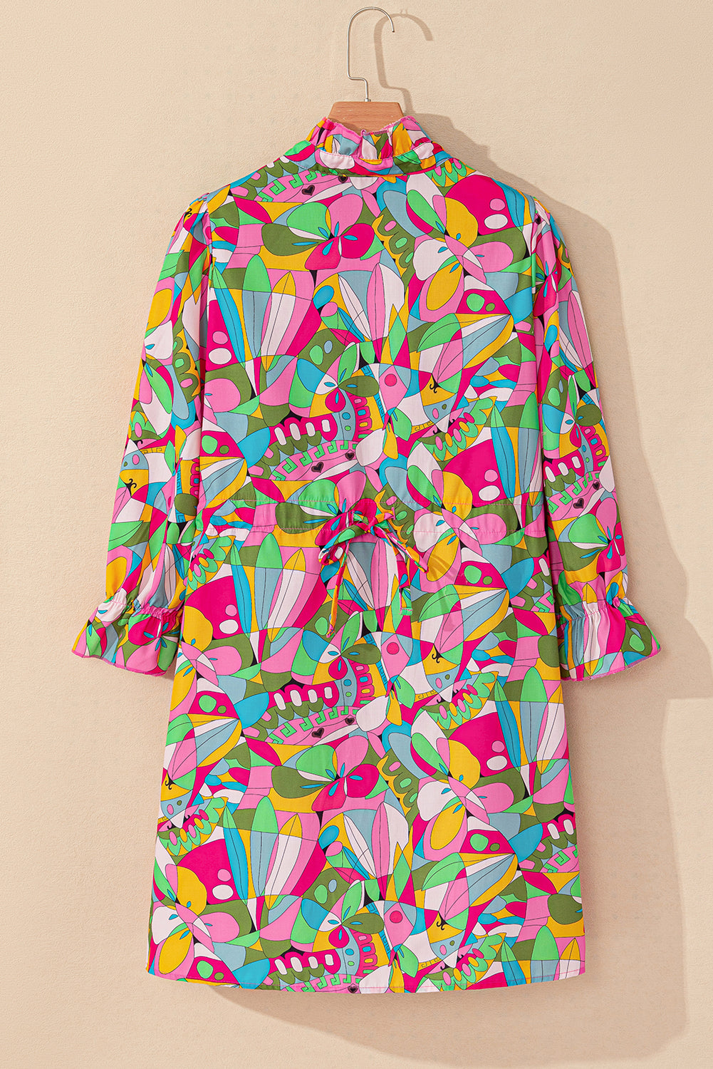 Abstract Printed Buttoned Mini Dress