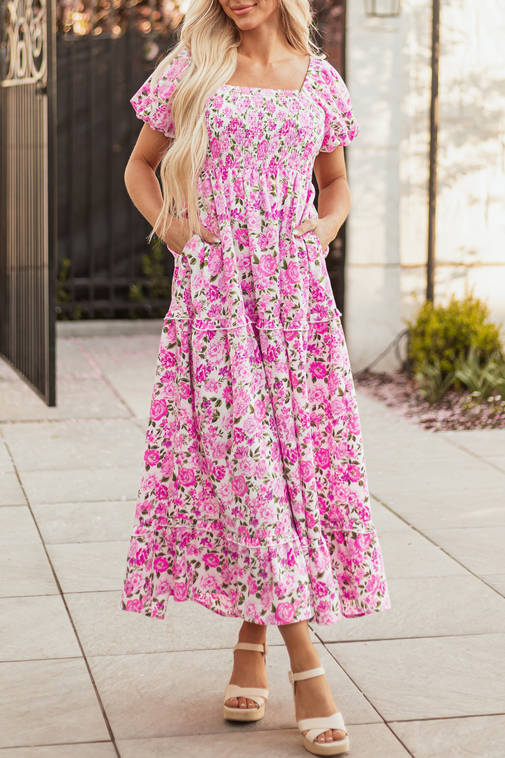 Dainty Floral Smocked Maxi Dress