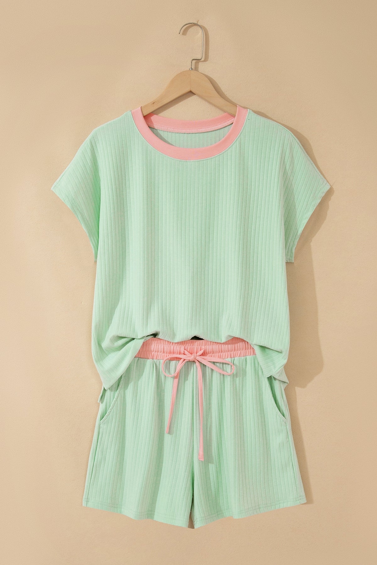 Soft Color Block Short Set