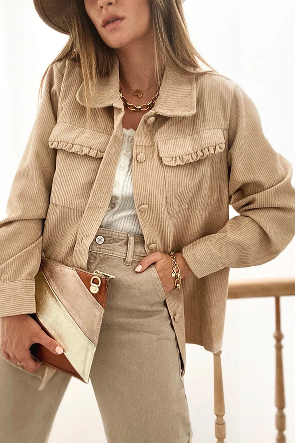 French Frilled Button Up Jackets