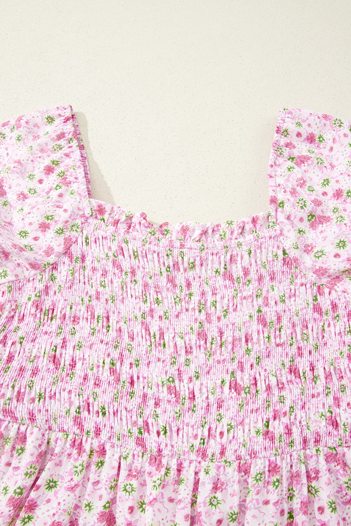 Floral Short Shirred Maxi Dress