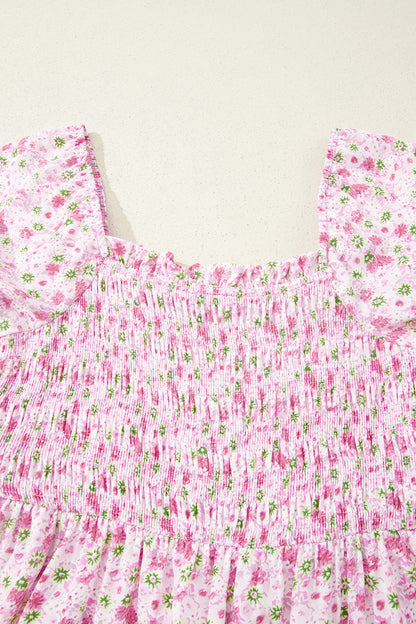 Floral Short Shirred Maxi Dress