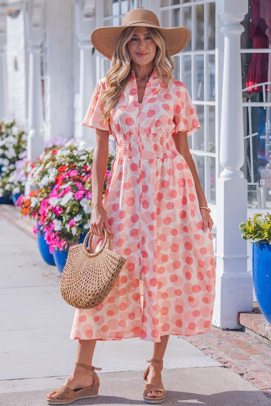 Polka Dot Ruffle Maxi Dress