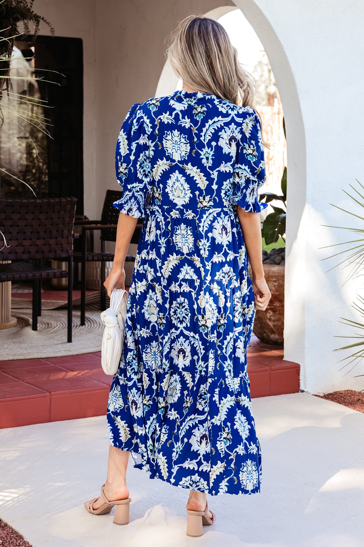 Frilled Collar Long Floral Dress