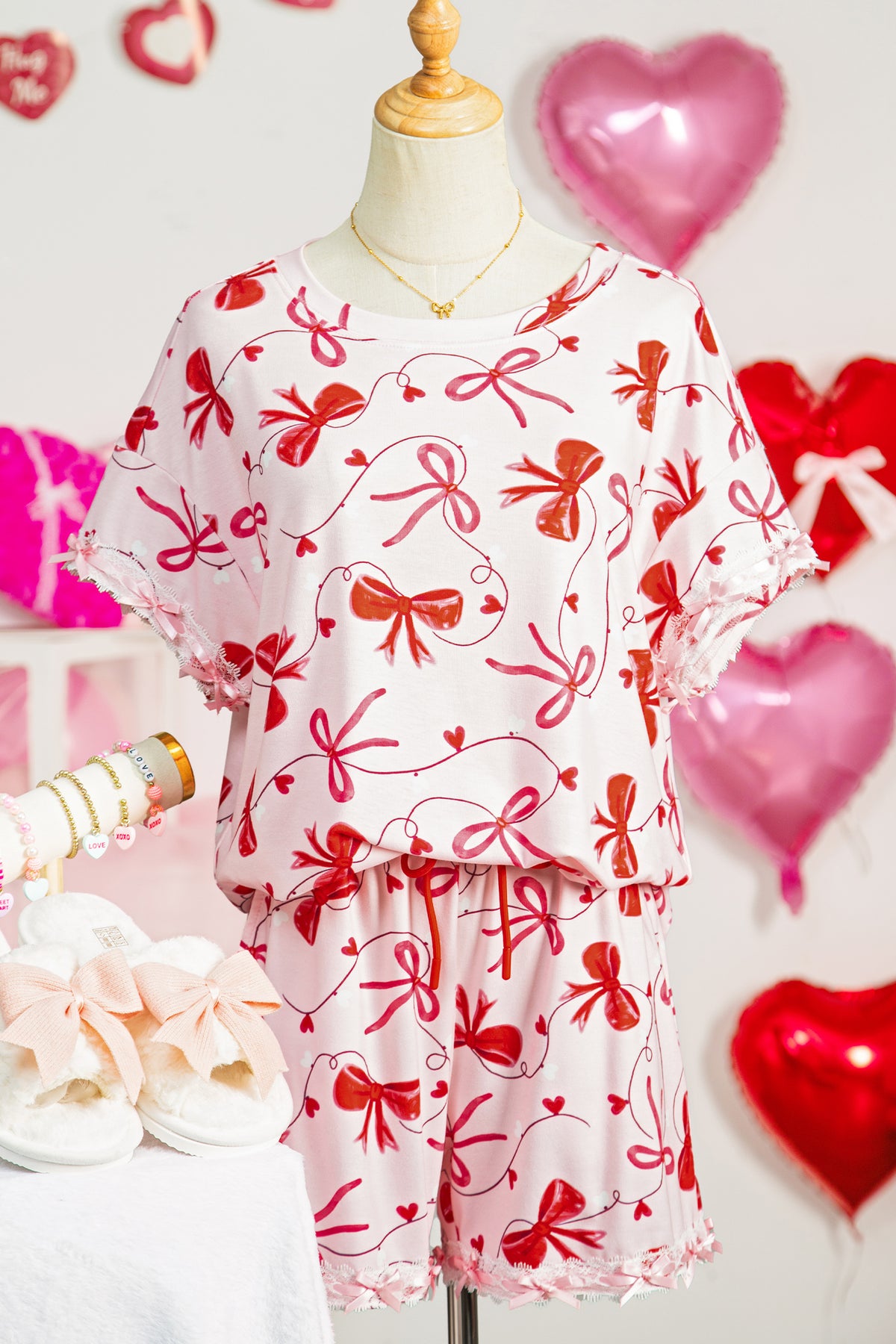 Romantic Bow Drawstring Lounge Set