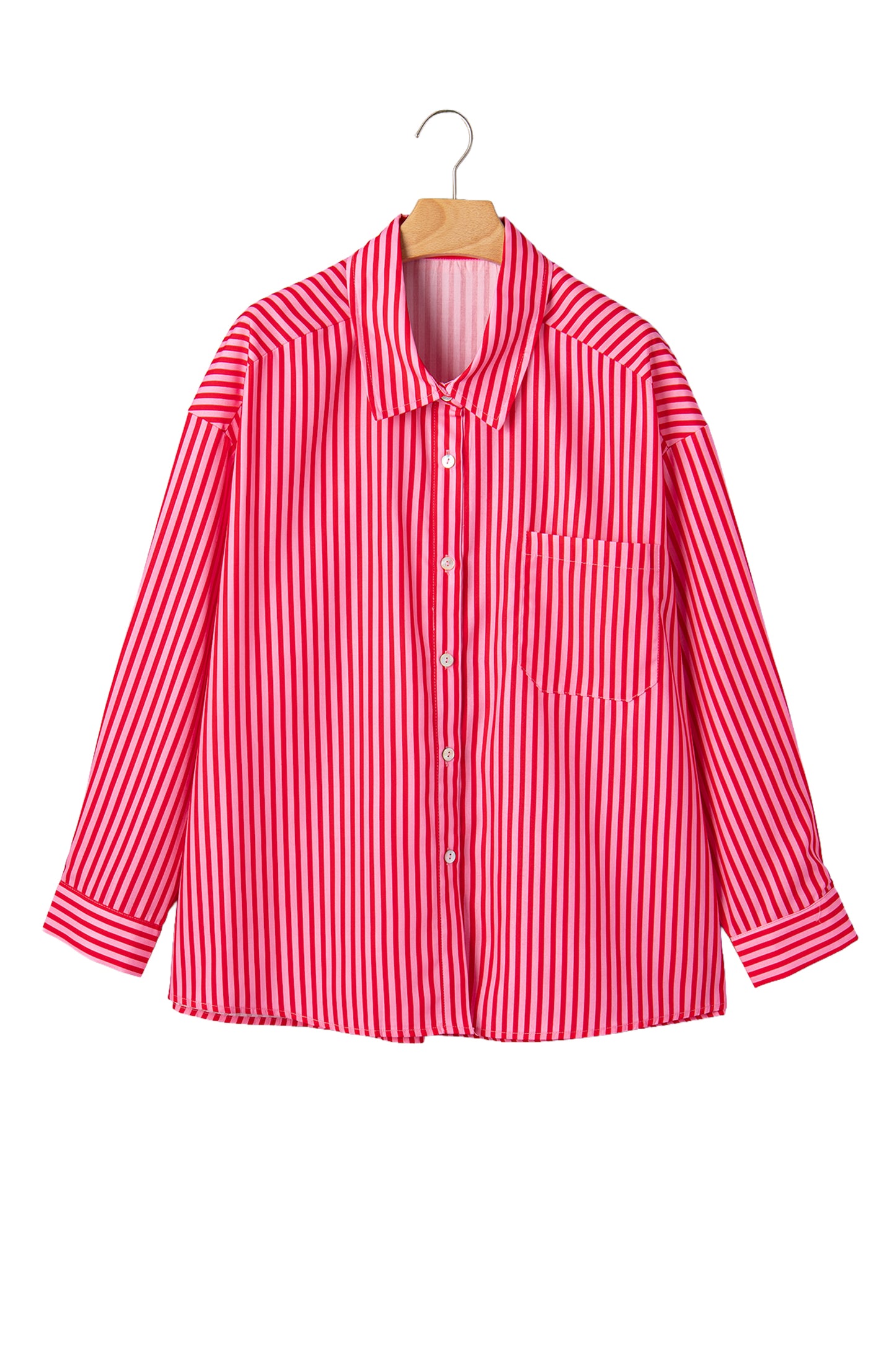 Stripe Button-up Long Sleeve Blouse