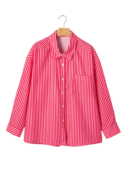 Stripe Button-up Long Sleeve Blouse