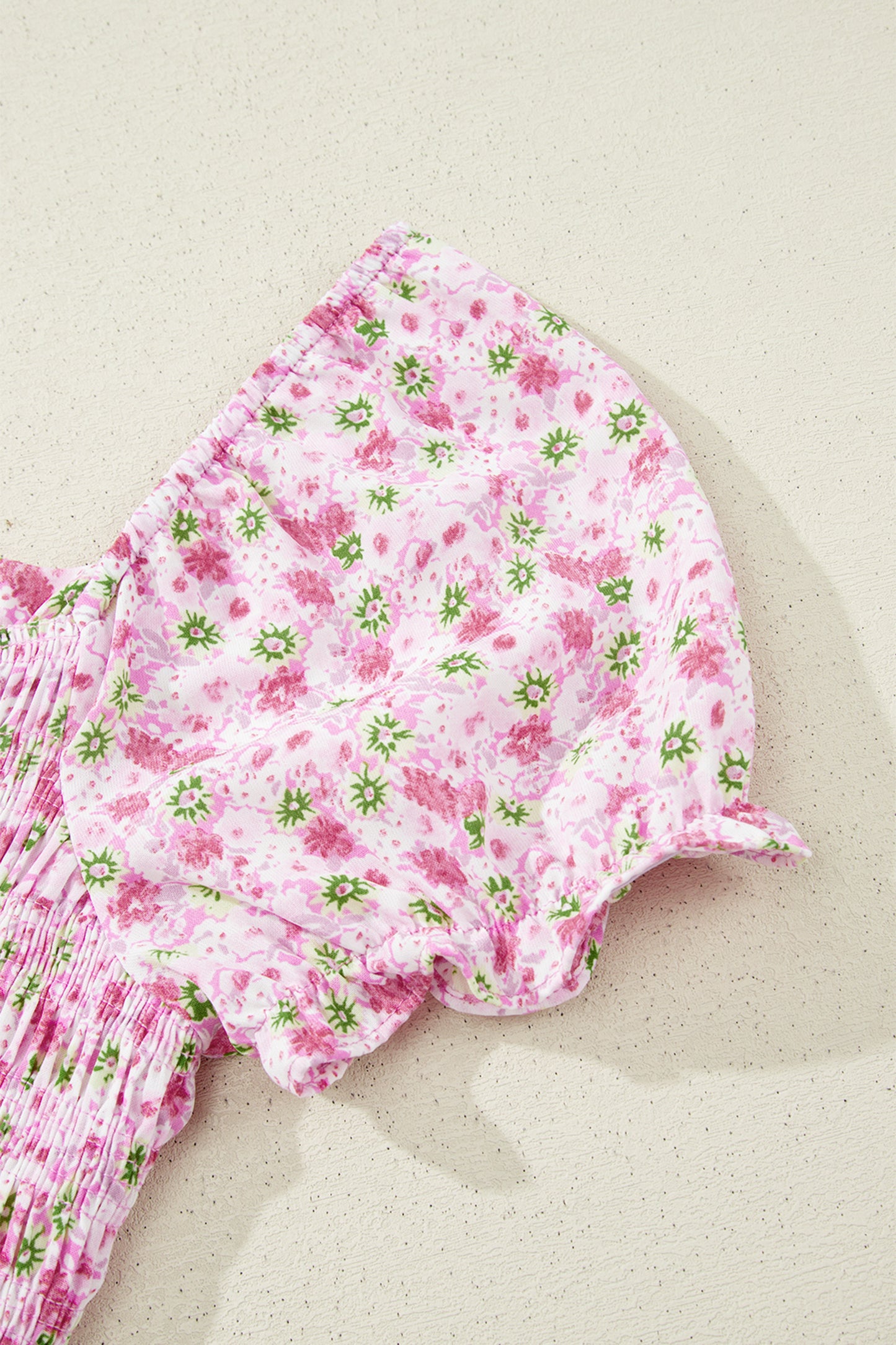 Floral Short Shirred Maxi Dress
