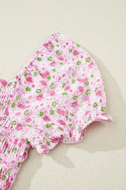 Floral Short Shirred Maxi Dress